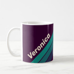 Mug Rayures arc-en-ciel violet rétro avec nom