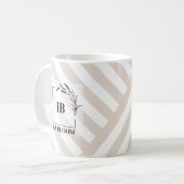 Mug Rayures Beige Ivoire Monogramme (Devant gauche)