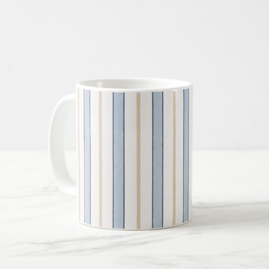 Mug Rayures Blanches Crème Bleu (Devant gauche)