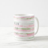 Mug Rayures blanches de menthe rose (Devant droit)