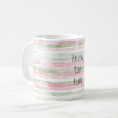 Mug Rayures blanches de menthe rose (Devant gauche)
