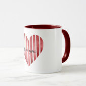 Mug Rayures blanches rouges cœur amour (Devant droit)