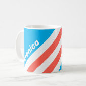 Mug Rayures Bleu Ciel Rétro avec Nom (Devant gauche)