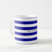 Mug Rayures bleu-foncé et blanches de nom fait sur (Devant gauche)