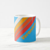 Mug Rayures Bleu Surf Délavé avec Nom (Devant droit)