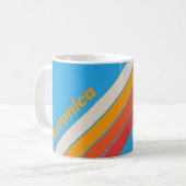 Mug Rayures Bleu Surf Délavé avec Nom (Devant gauche)