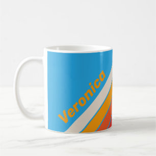 Mug Rayures Bleu Surf Délavé avec Nom