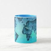 Mug Rayures bleues au néon de la carte | du monde (Centre)