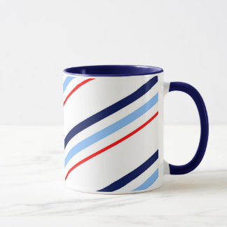Mug Rayures bleues blanches rouges nautiques