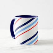 Mug Rayures bleues blanches rouges nautiques (Devant gauche)