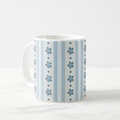 Mug Rayures Bleues Clair Et Fleurs (Devant gauche)