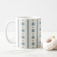 Rayures Bleues Et Crème Et Fleurs
