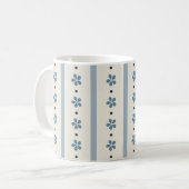 Mug Rayures Bleues Et Crème Et Fleurs (Devant gauche)