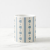 Mug Rayures Bleues Et Crème Et Fleurs (Centre)