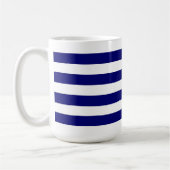 Mug Rayures bleues nautiques et graphique blanc d'arc (Gauche)