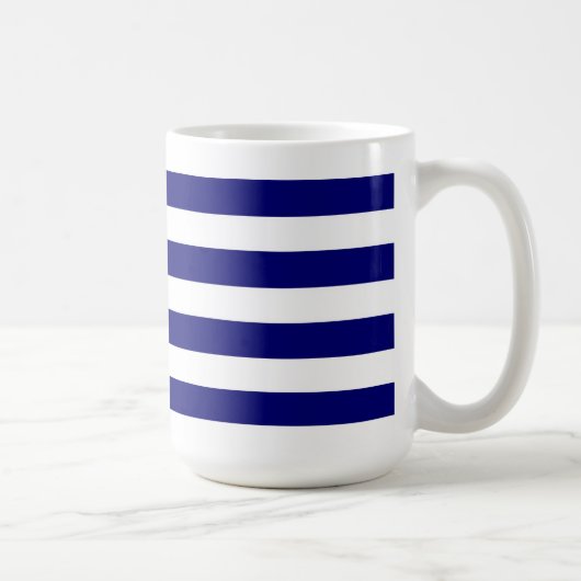 Mug Rayures bleues nautiques et graphique blanc d'arc (Droite)