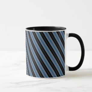 Mug Rayures bleues noires et blanches en diagonale