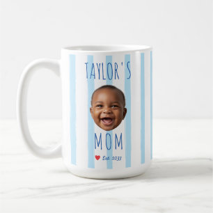 Mug Rayures bleues personnalisées avec photo et nom vi