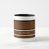 Mug rayures brunes modernes avec nom masculin (Centre)