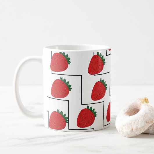 Mug Rayures Chevron Fraise (Avec donut)
