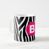 Mug Rayures Classiques de Zèbre Monogramme Rose Clair (Devant gauche)
