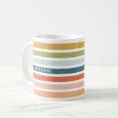 Mug Rayures Colorées Nom Personnalisé (Devant gauche)