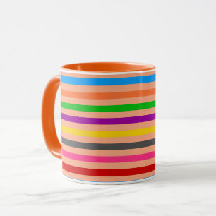 Mug Rayures Colorées Sur Fond Orange Design 