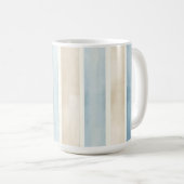Mug Rayures Crème Bleu de Plage (Devant droit)