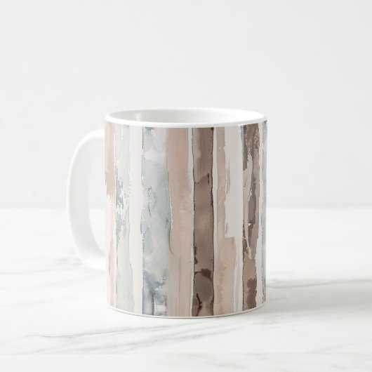 Mug Rayures Crème Marron Bleu   (Devant gauche)