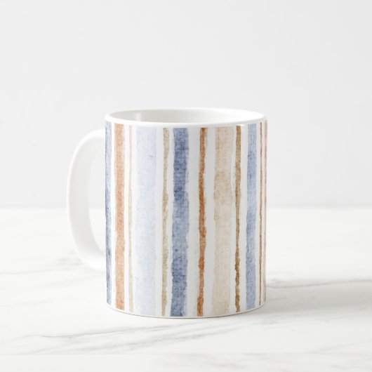 Mug Rayures Crème Marron Bleu (Devant gauche)