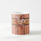 Mug Rayures de bois rustique et fleurs (Centre)