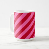 Mug Rayures de bonbon à la menthe de Noël rose et roug (Devant gauche)