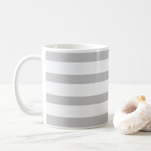 Mug Rayures de bonbon grises blanches (Avec donut)