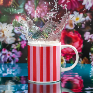 Mug Rayures de bonbons roses et rouges