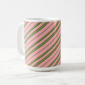 Mug Rayures de canne à bonbon rose et verte (Devant gauche)