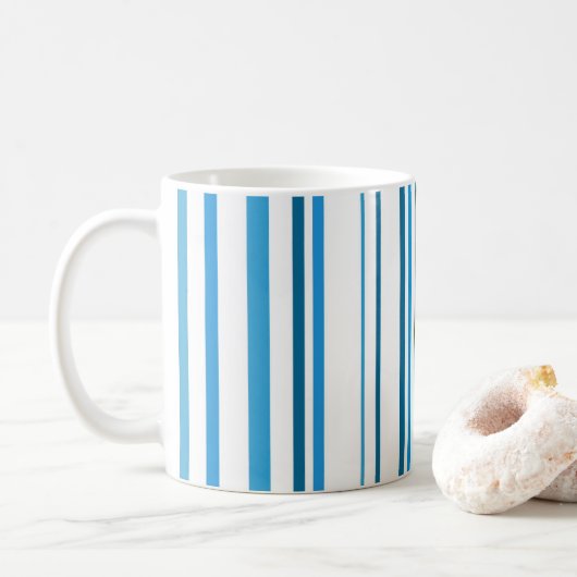 Mug Rayures de couleur de plage bleue (Avec donut)