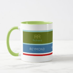 Mug rayures de couleurs modernes avec son (ou son) nom