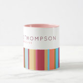 Mug rayures de couleurs, nom et profession, rose & élé (Centre)