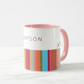 Mug rayures de couleurs, nom et profession, rose & élé (Devant droit)