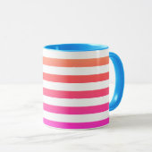 Mug Rayures de dégradé orange et rose du coucher du so (Devant droit)