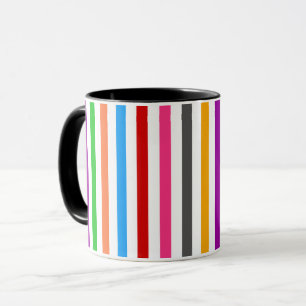 Mug Rayures de lignes arc-en-ciel colorées - Blanc