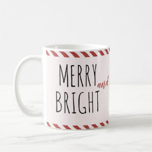 Mug Rayures de menthe poivrée rouge Noël joyeux et lum
