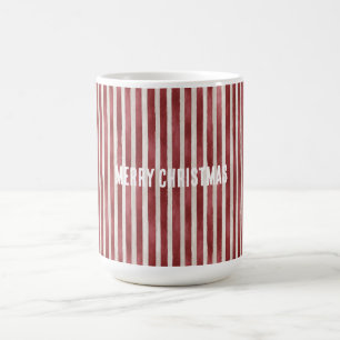 Mug Rayures de Noël crème rouge