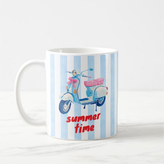 Mug Rayures de scooter d'été rétro Dopamine (Gauche)