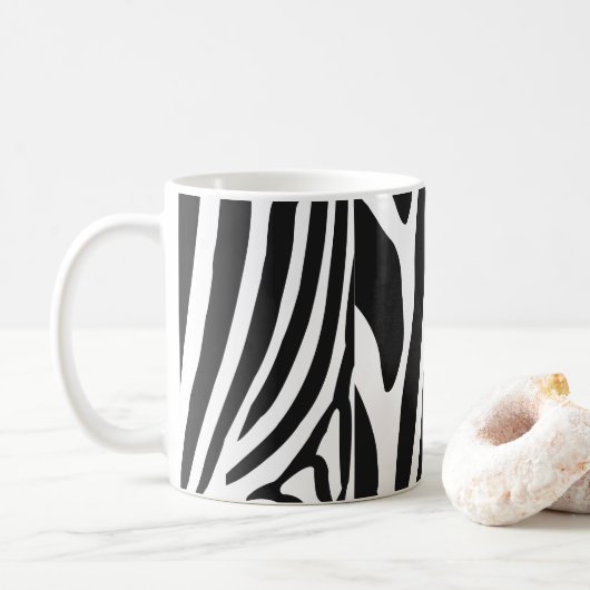 Mug Rayures de zèbre noir et blanc (Avec donut)