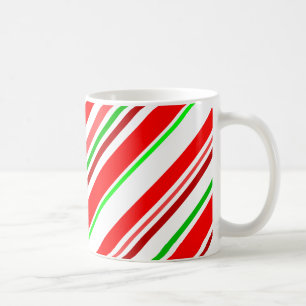 Mug Rayures diagonales en bonbon rouge vert blanc