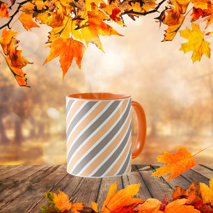 Mug Rayures diagonales grises orange