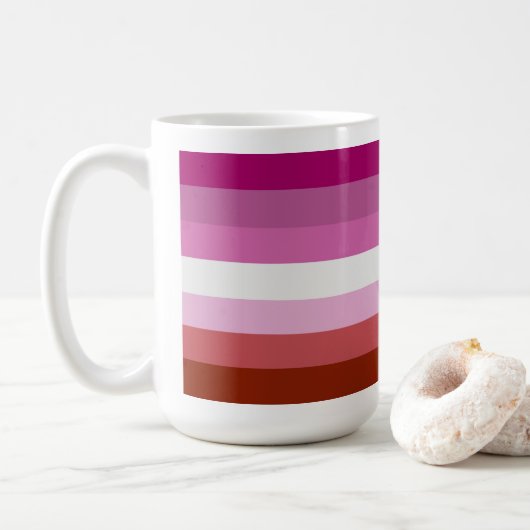 Mug Rayures du drapeau de fierté lesbienne (Avec donut)