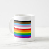 Mug Rayures du drapeau de progrès LGBTQ+ (Devant gauche)