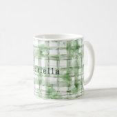 Mug Rayures écossaises vertes blanches (Devant droit)